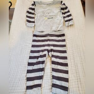 Petit Lem 18 Month Gray and Black Striped Pajama Set